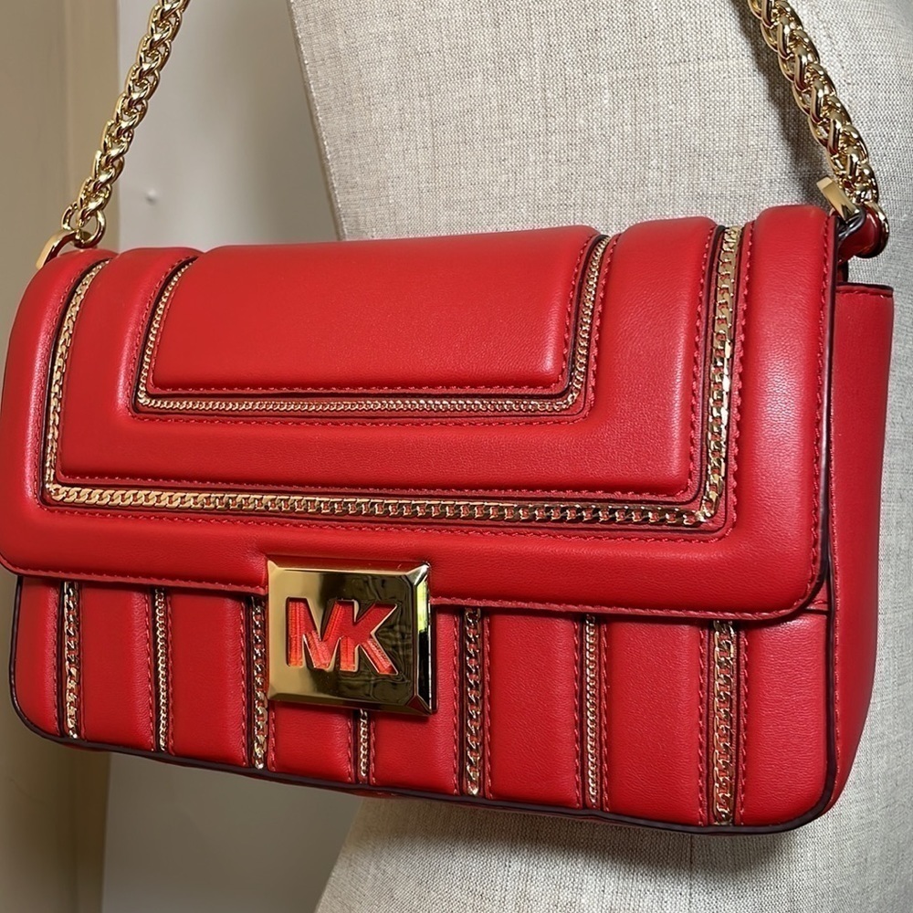 Michael Kors ❤️ chain link red shoulder bag crossbody - Picture 6 of 14